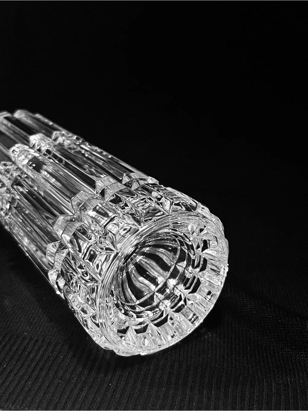 Vintage Midcentury Modern Cut Crystal Cylinder 6.75” Heavy